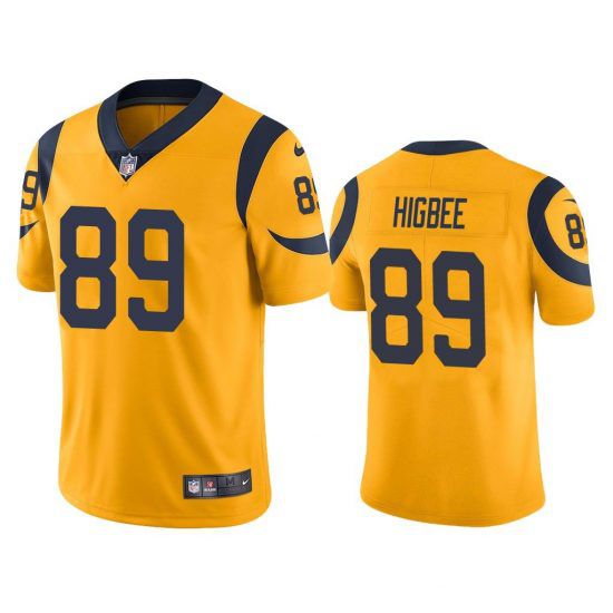 Men Los Angeles Rams 89 Tyler Higbee Nike Gold Color Rush Limited NFL Jersey